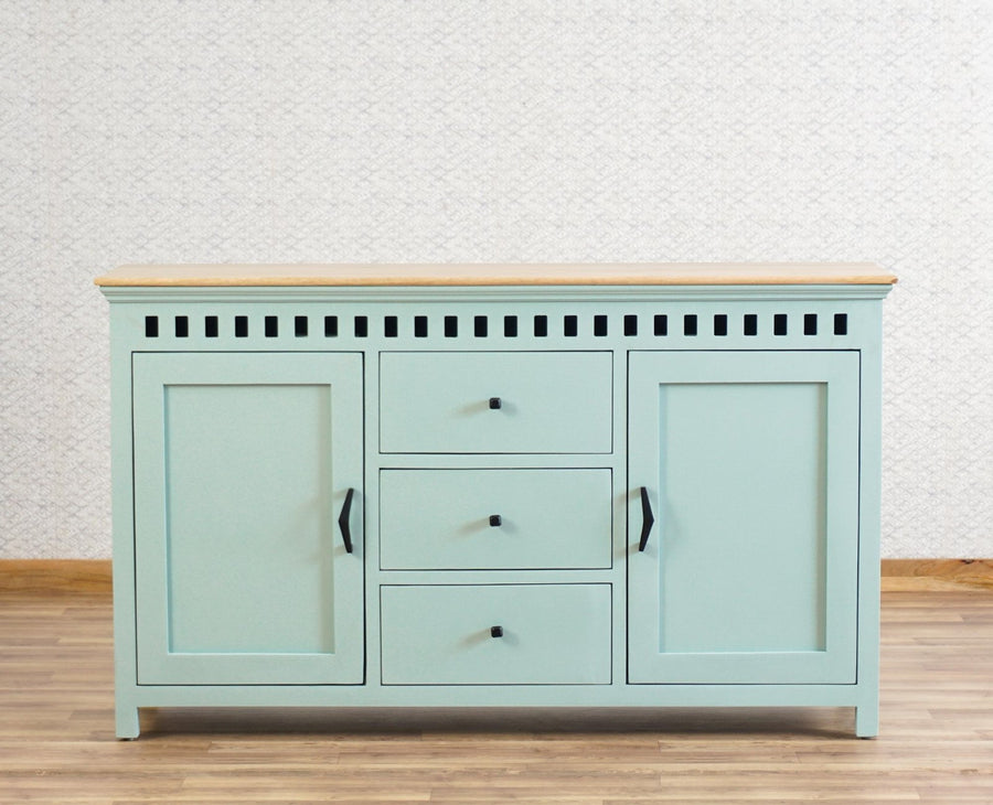 Alexandria Solid Wood Sideboard Three Drawer two door Furniselan - Silt-Green