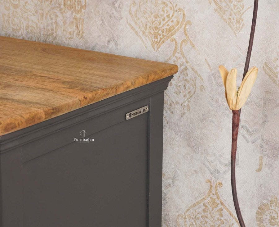 Alexandria Solid Wood Sideboard Three Drawer two door - Tv Cabinet - Furniselan - Slate-Grey