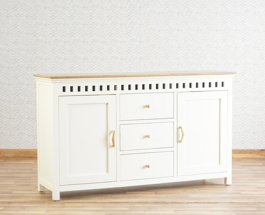 Alexandria Solid Wood Sideboard Three Drawer two door Furniselan -  Frosty White