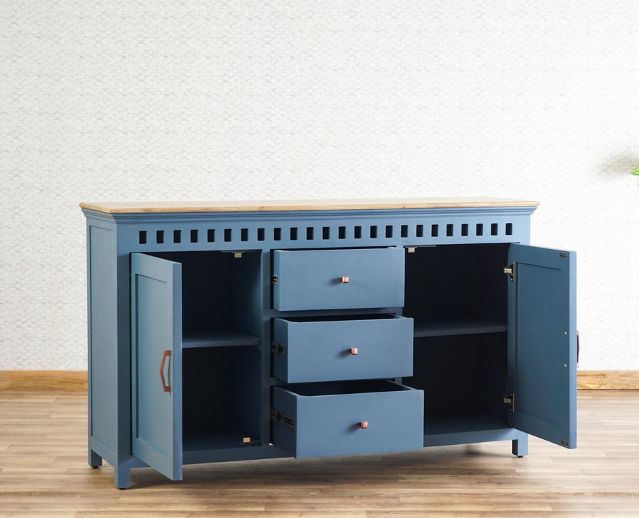 Alexandria Solid Wood Sideboard Three Drawer two door Furniselan -  China-Blue