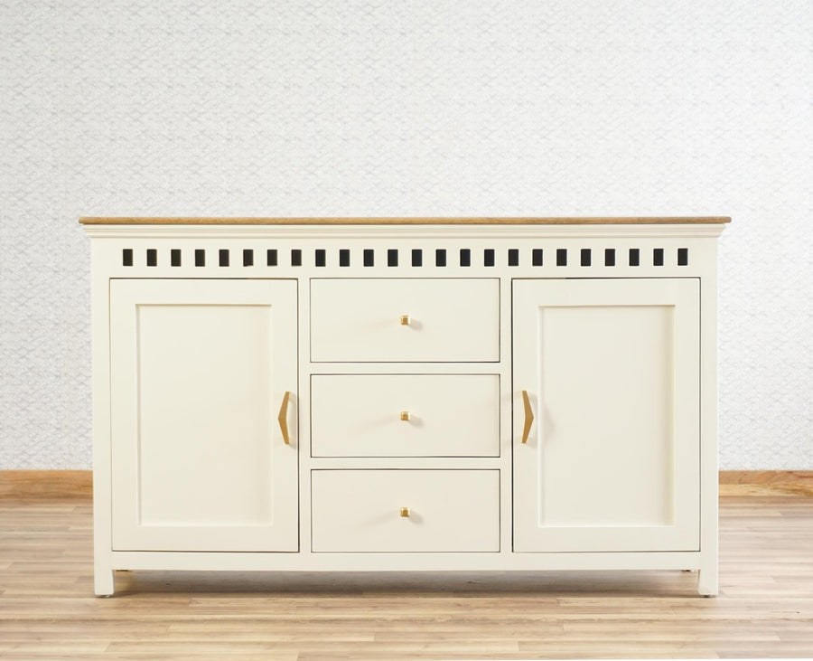 Alexandria Solid Wood Sideboard Three Drawer two door Furniselan -  Frosty White