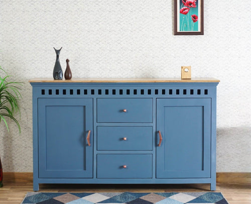 Alexandria Solid Wood Sideboard Three Drawer two door Furniselan -  China-Blue