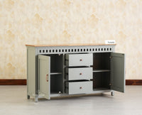 Alexandria Solid Wood Sideboard Three Drawer two door cool grey
