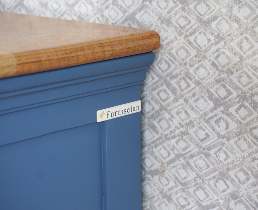 Alexandria Solid Wood Study Table-One Door and one Drawer Furniselan China-Blue