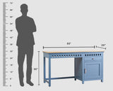 Alexandria Solid Wood Study Table-One Door and one Drawer Furniselan China-Blue