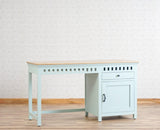 Alexandria Solid Wood Study Table-One Door and one Drawer Furniselan Silt-Green