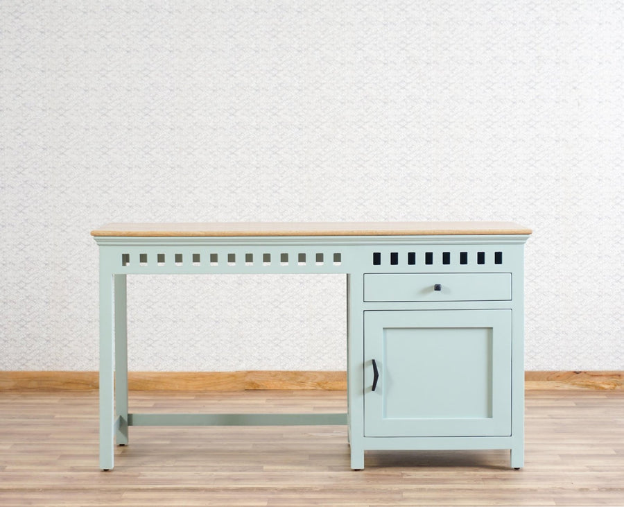 Alexandria Solid Wood Study Table-One Door and one Drawer Furniselan Silt-Green