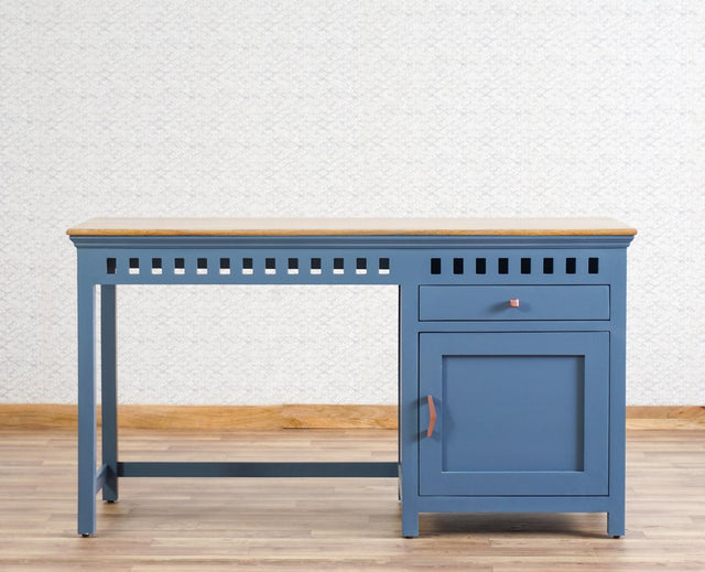 Alexandria Solid Wood Study Table-One Door and one Drawer Furniselan China-Blue