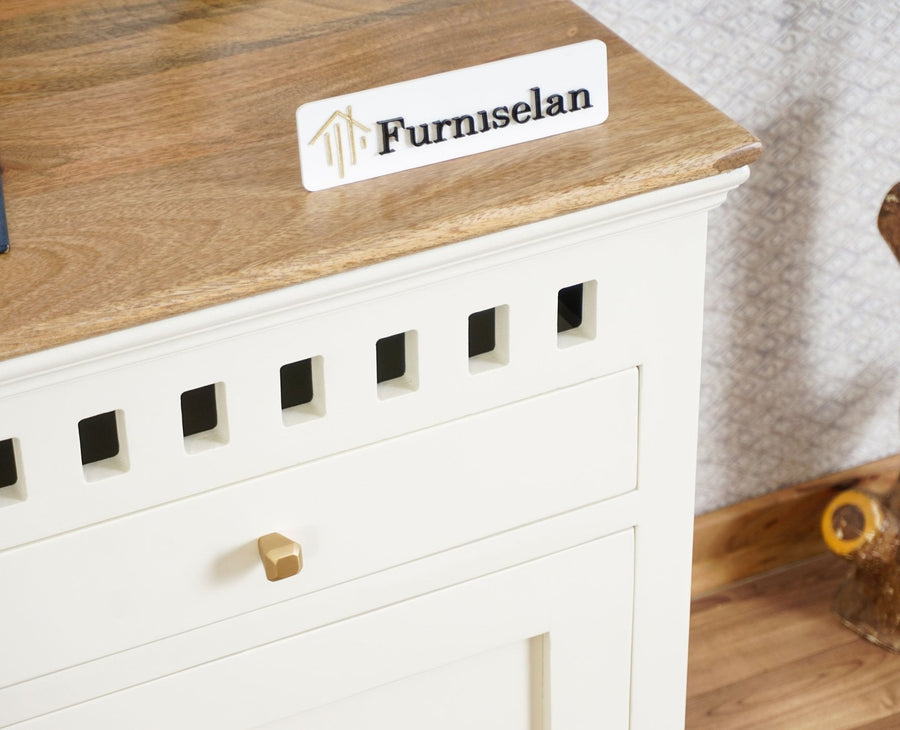 Alexandria Solid Wood Study Table - One Door and one Drawer - Study Table - Furniselan - Frosty White