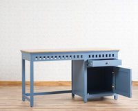 Alexandria Solid Wood Study Table-One Door and one Drawer With Chair Furniselan China-Blue