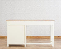 Alexandria Solid Wood Study Table - One Door and one Drawer With Chair - Study Table - Furniselan Milky-White