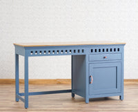Alexandria Solid Wood Study Table-One Door and one Drawer With Chair Furniselan China-Blue