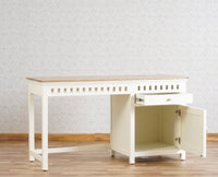 Alexandria Solid Wood Study Table - One Door and one Drawer With Chair - Study Table - Furniselan Milky-White