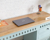 Alexandria Solid Wood Study Table-One Door and one Drawer With Chair Furniselan Silt-Green