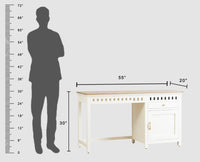 Alexandria Solid Wood Study Table - One Door and one Drawer With Chair - Study Table - Furniselan Milky-White