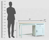 Alexandria Solid Wood Study Table-One Door and one Drawer With Chair Furniselan Silt-Green