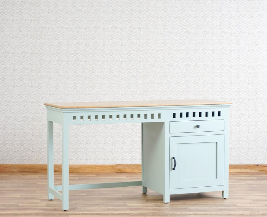 Alexandria Solid Wood Study Table-One Door and one Drawer With Chair Furniselan Silt-Green