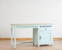 Alexandria Solid Wood Study Table-One Door and one Drawer With Chair Furniselan Silt-Green