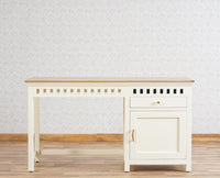 Alexandria Solid Wood Study Table - One Door and one Drawer With Chair - Study Table - Furniselan Milky-White