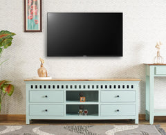 Alexandria Solid Wood TV Cabinet- Four Drawer Furniselan - Silt-Green