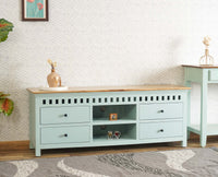Alexandria Solid Wood TV Cabinet- Four Drawer Furniselan - Silt-Green
