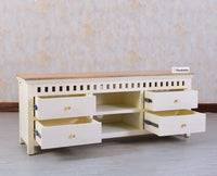 Alexandria Solid Wood TV Cabinet - Four Drawer - Tv Cabinet - Furniselan - Milky-White