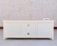 Alexandria Solid Wood TV Cabinet - Four Drawer - Tv Cabinet - Furniselan - Milky-White