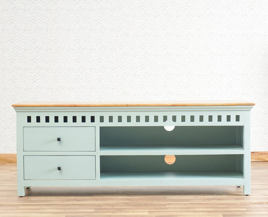 Alexandria Solid Wood TV Cabinet- Two Drawer Furniselan Silt-Green