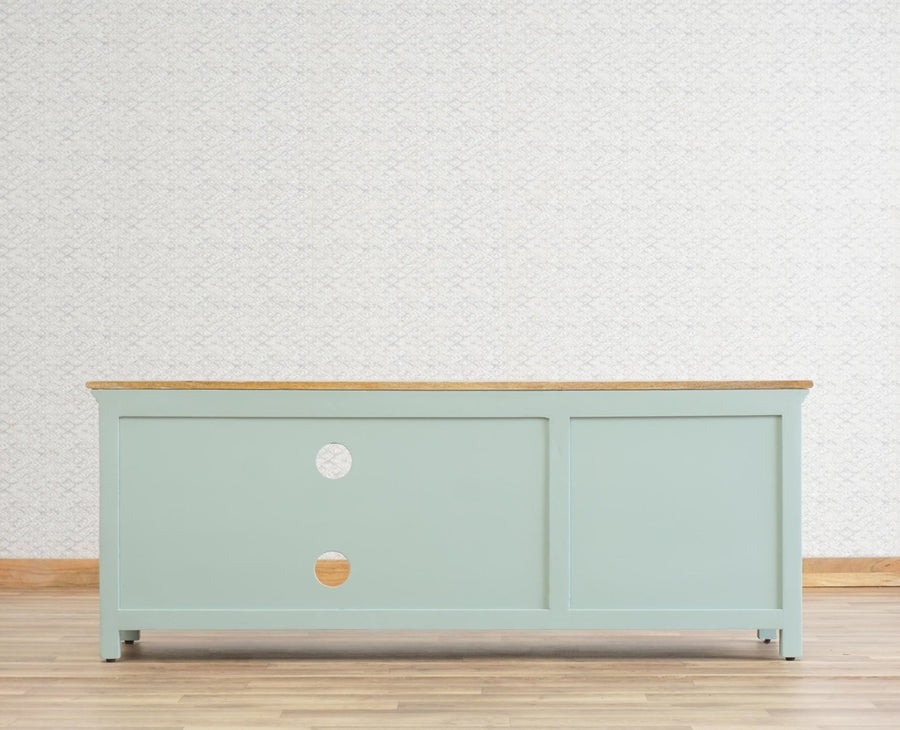 Alexandria Solid Wood TV Cabinet- Two Drawer Furniselan Silt-Green