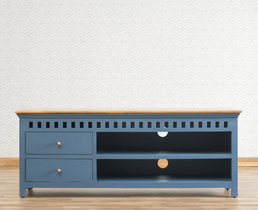 Alexandria Solid Wood TV Cabinet- Two Drawer Furniselan China-Blue