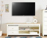 Alexandria Solid Wood TV Cabinet- Two Drawer Furniselan - Frosty White