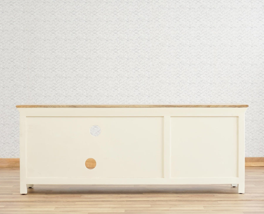 Alexandria Solid Wood TV Cabinet- Two Drawer Furniselan - Frosty White