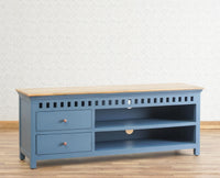 Alexandria Solid Wood TV Cabinet- Two Drawer Furniselan China-Blue