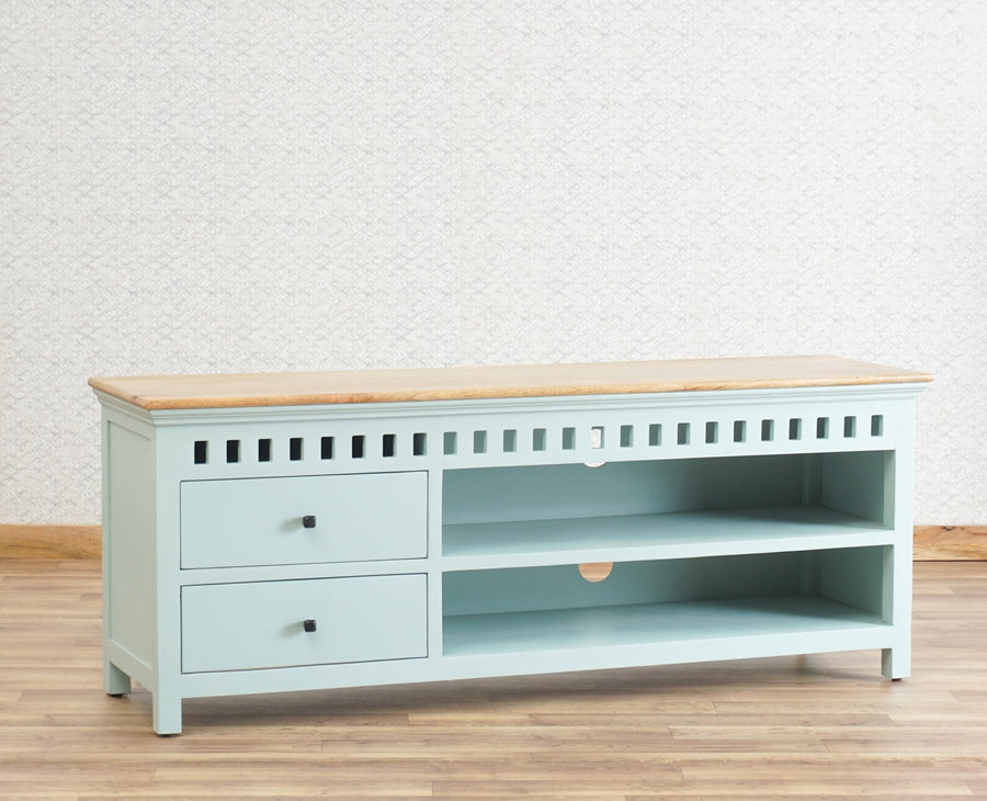 Alexandria Solid Wood TV Cabinet- Two Drawer Furniselan Silt-Green