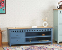 Alexandria Solid Wood TV Cabinet- Two Drawer Furniselan China-Blue
