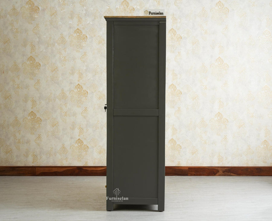 Alexandria Solid Wood Wardrobe Two Drawer Two Door Furniselan- Slate Grey
