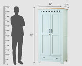 Alexandria Solid Wood Wardrobe Two Drawer Two Door Furniselan Silt-Green