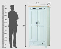 Alexandria Solid Wood Wardrobe Two Drawer Two Door Furniselan Silt-Green