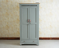 Alexandria Solid Wood Wardrobe Two Drawer Two Door Furniselan - Cool Grey