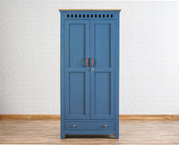 Alexandria Solid Wood Wardrobe Two Drawer Two Door Furniselan China-Blue