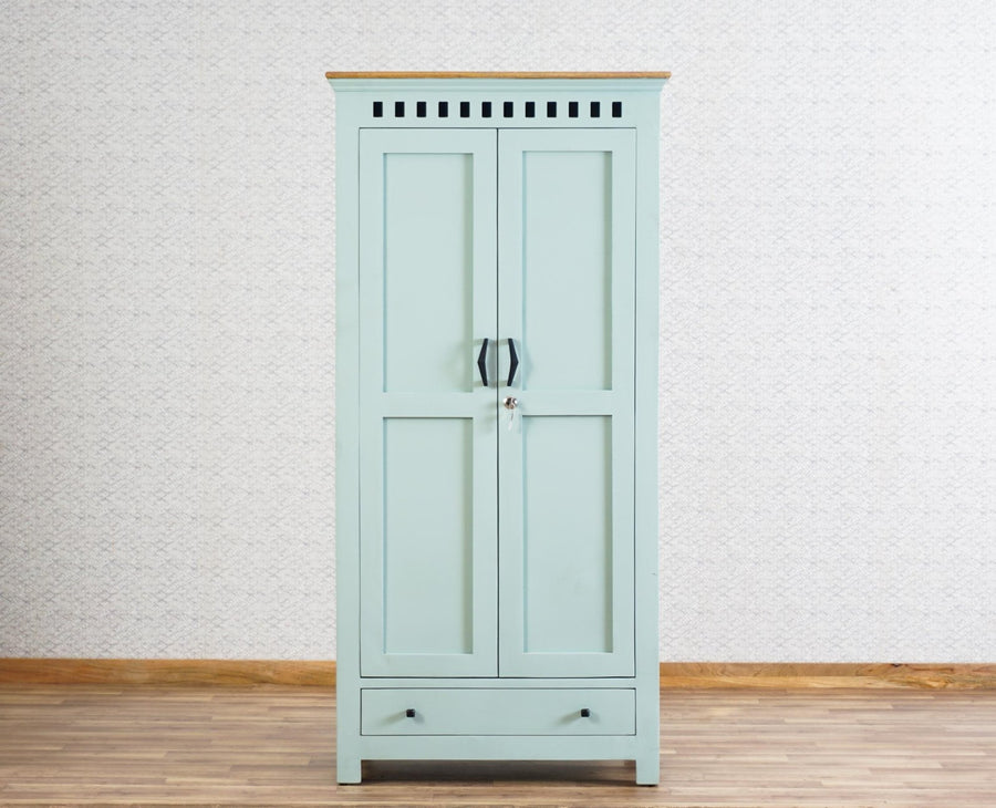 Alexandria Solid Wood Wardrobe Two Drawer Two Door Furniselan Silt-Green