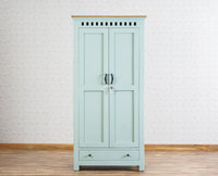 Alexandria Solid Wood Wardrobe Two Drawer Two Door Furniselan Silt-Green