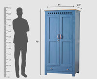 Alexandria Solid Wood Wardrobe Two Drawer Two Door Furniselan China-Blue