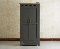 Alexandria Solid Wood Wardrobe Two Drawer Two Door Furniselan- Slate Grey