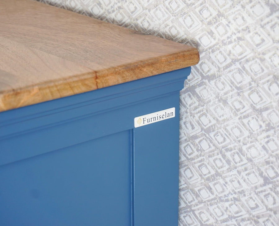 Alexandria Solid Wood Wardrobe Two Drawer Two Door Furniselan China-Blue