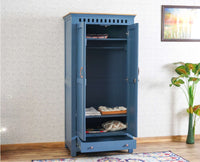 Alexandria Solid Wood Wardrobe Two Drawer Two Door Furniselan China-Blue