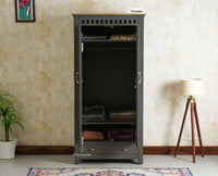 Alexandria Solid Wood Wardrobe Two Drawer Two Door Furniselan- Slate Grey