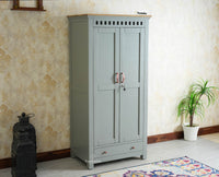 Alexandria Solid Wood Wardrobe Two Drawer Two Door Furniselan - Cool Grey