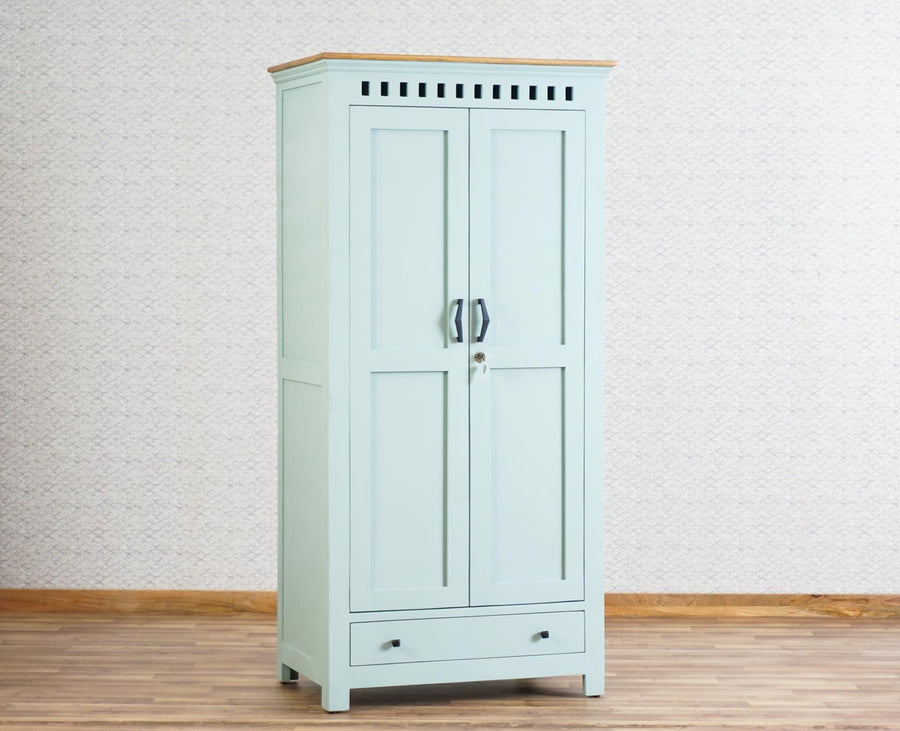 Alexandria Solid Wood Wardrobe Two Drawer Two Door Furniselan Silt-Green