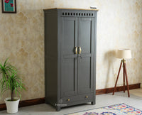 Alexandria Solid Wood Wardrobe Two Drawer Two Door Furniselan- Slate Grey